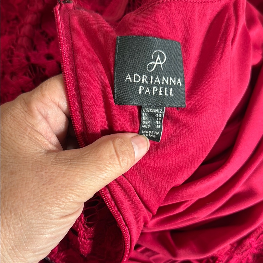 Adrianna Papell romantic Long Sleeve Dress in Elegant Red - Picture 6 of 9